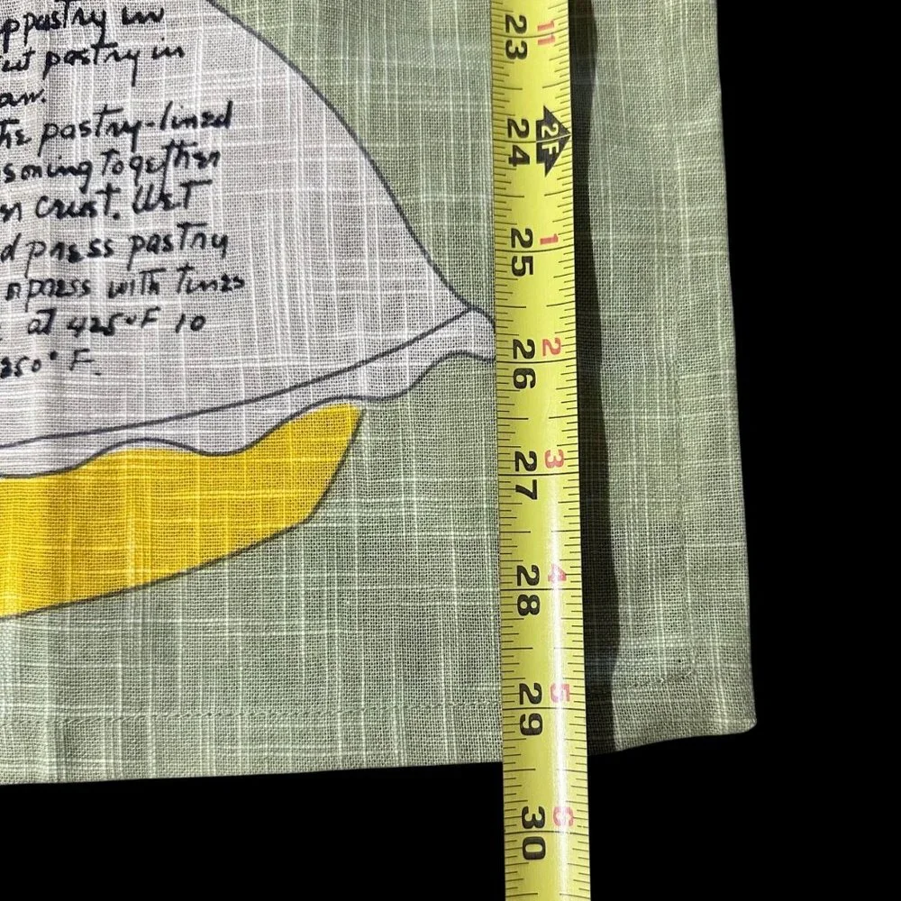 Crate and Barrel Vera Neumann Apple Pie Recipe Dish Hand Towel Green Retro